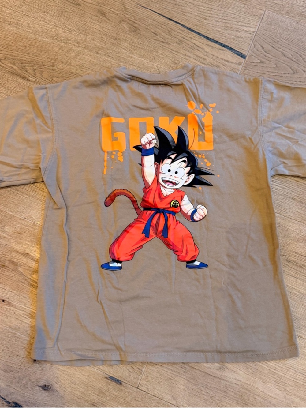 Zara Tan Tee with Orange GOKU Dragonball Character Graphic